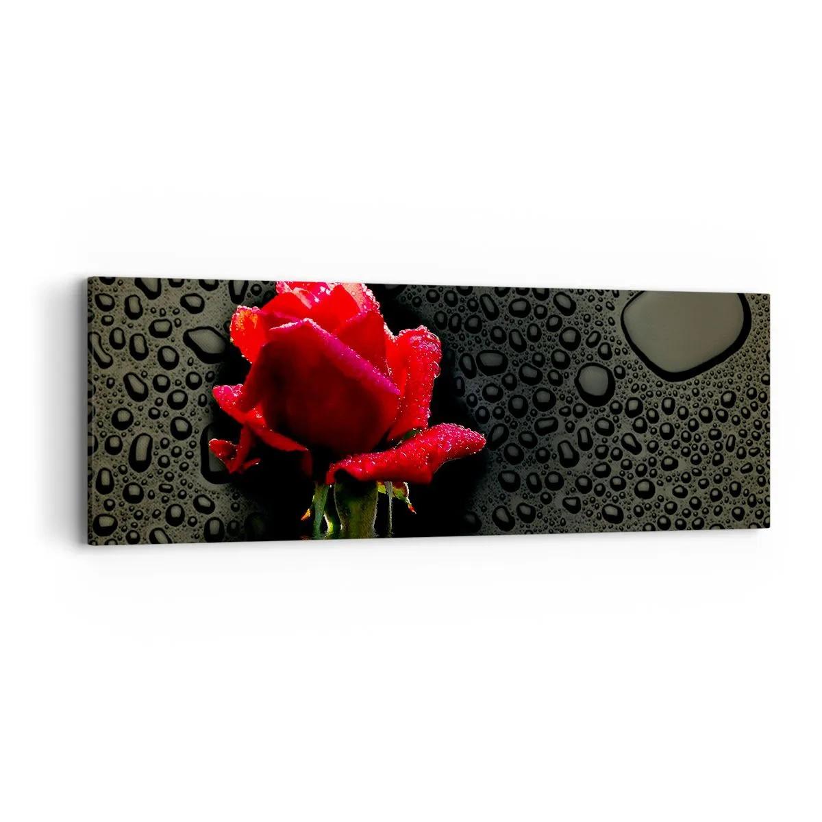 Canvastavla - Bild på duk - Röd och svart - 90x30 cm