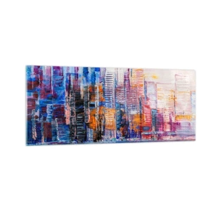 Glastavla - Bild på glas - En glädjefylld metropol - 100x40 cm