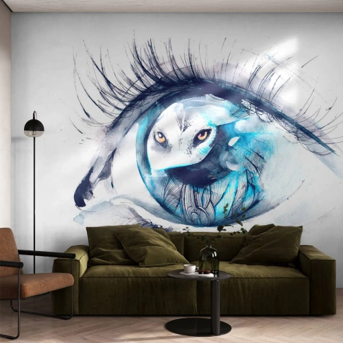 Fototapet på mått Premium Canvas - Öga mot öga med det vilda - Abstraktion, Öga, Uggla