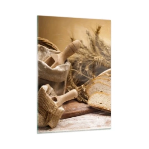 Glastavla - Bild på glas - Skivat bröd - 50x70 cm