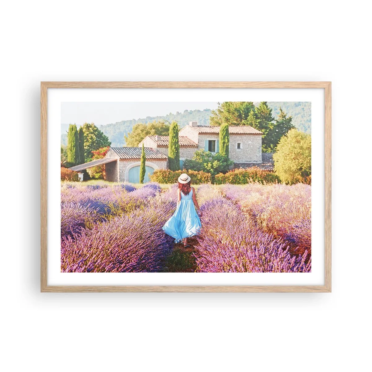 Affisch i ram av ljusek - Lavendelflicka - 70x50 cm