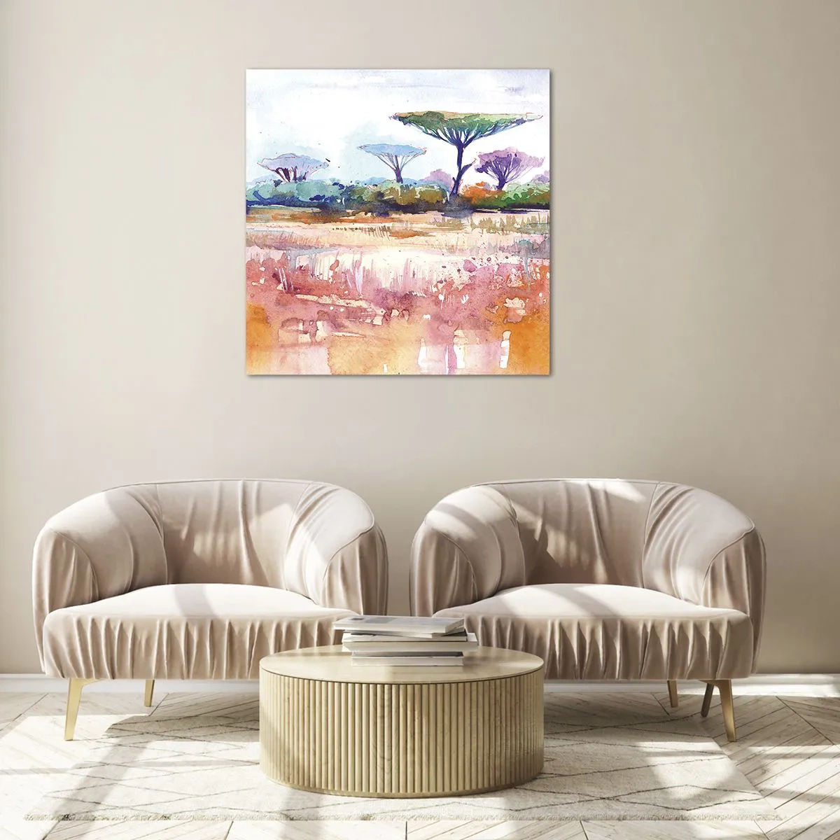 Glastavla - Bild på glas - Savannens färg - 30x30 cm