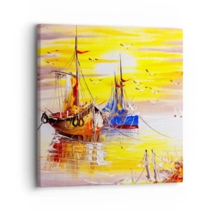 Canvastavla - Bild på duk - Välförtjänt vila i hamnen - 30x30 cm
