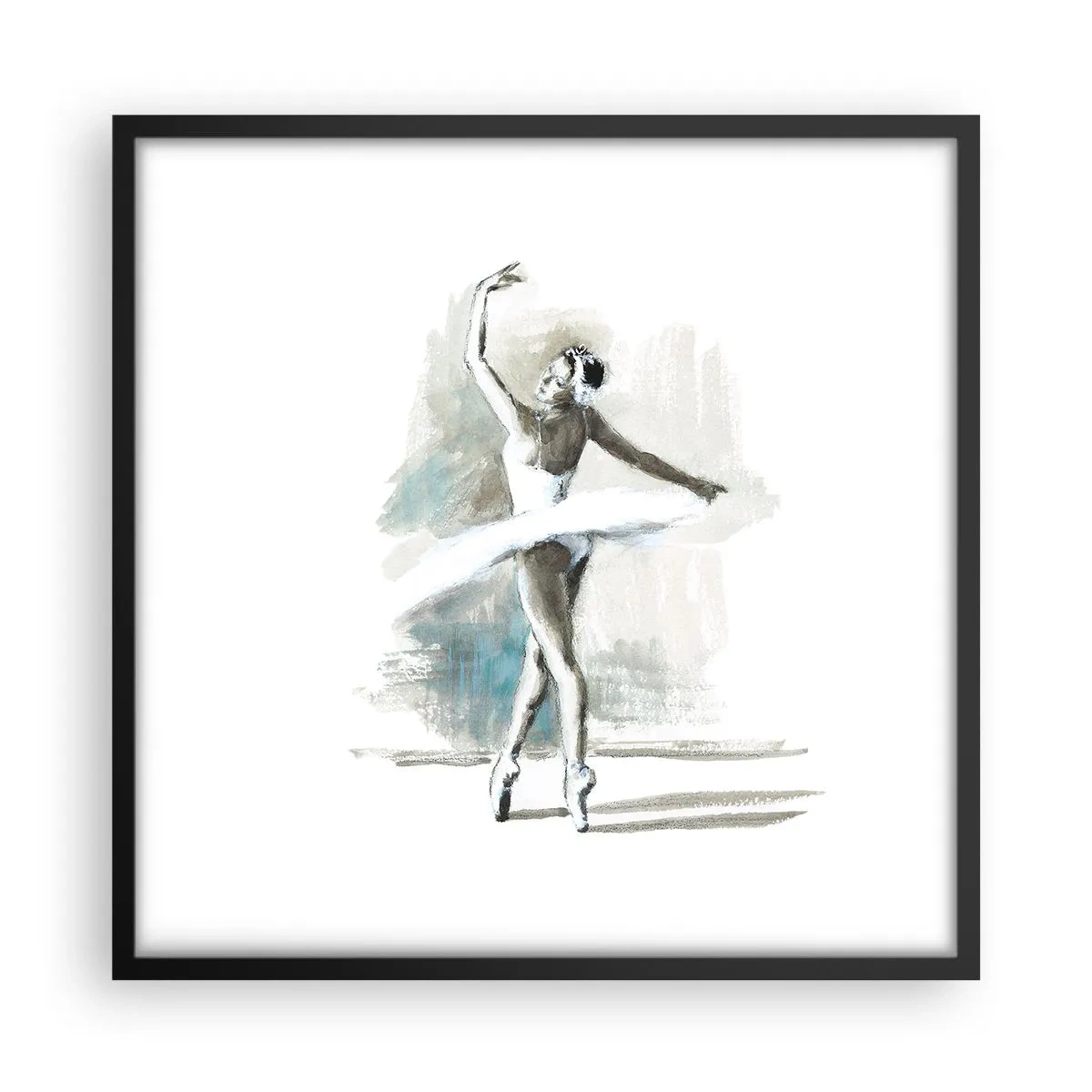 Affisch i svart ram - Förtrollad i en svan - 50x50 cm