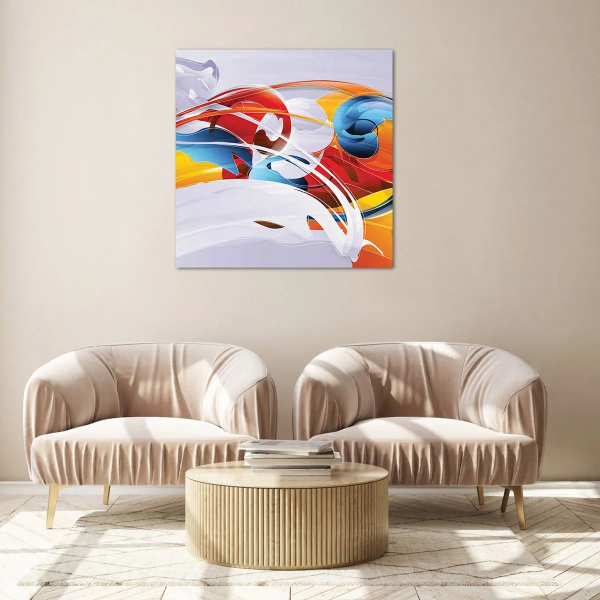 Glastavla - Bild på glas - Elementens dans - 40x40 cm