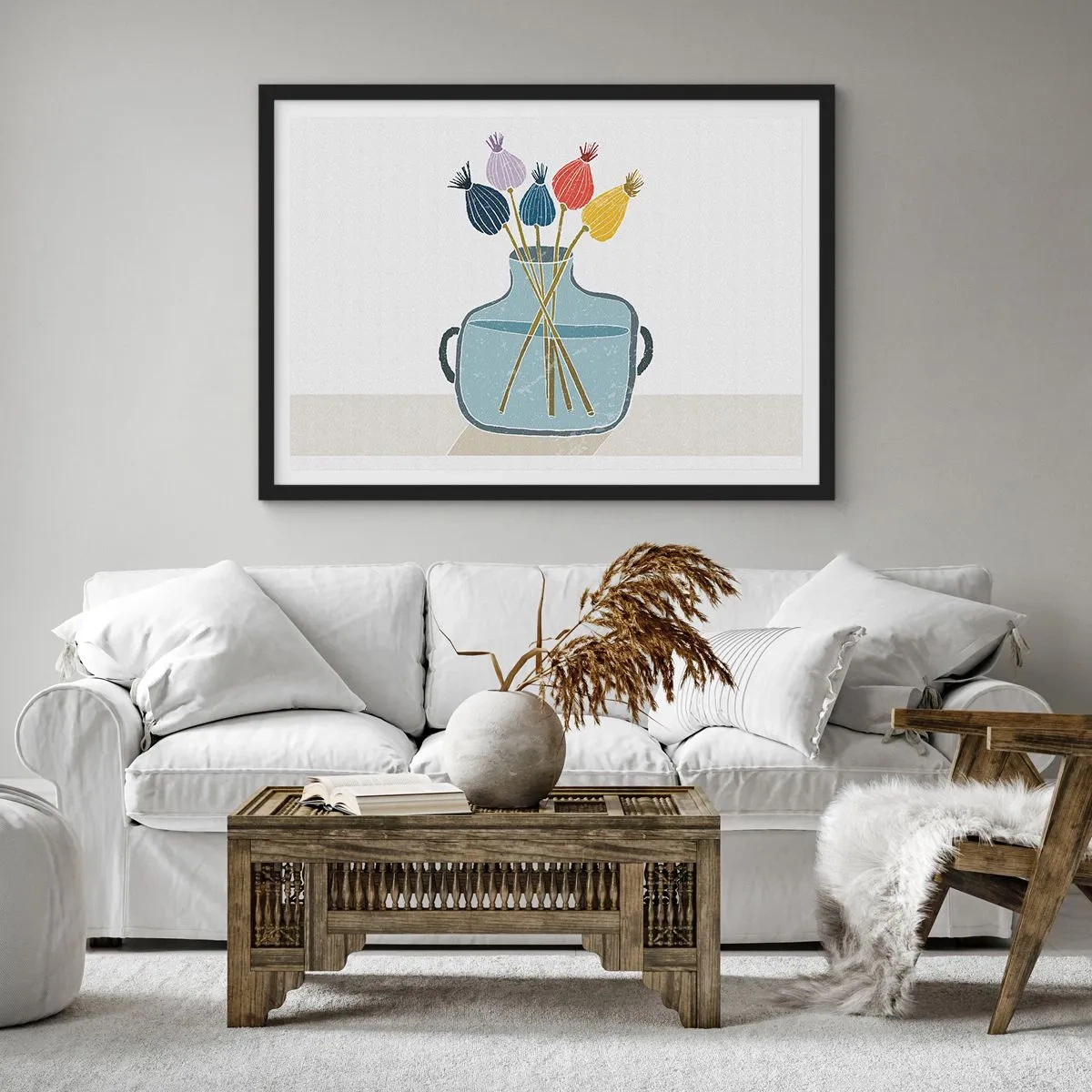 Affisch i svart ram - Vallmovas - 91x61 cm