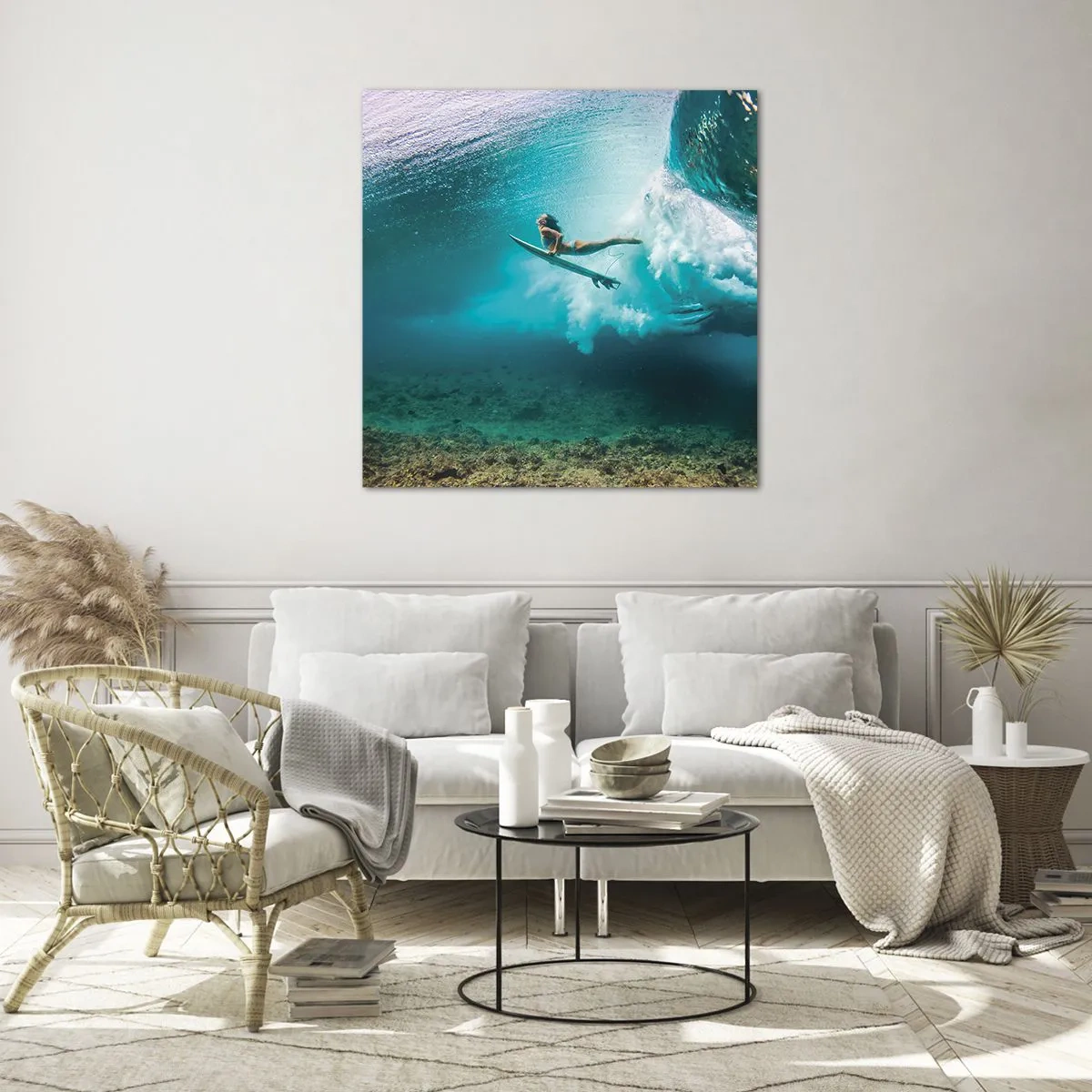 Glastavla - Bild på glas - Undervattenvärld - 60x60 cm