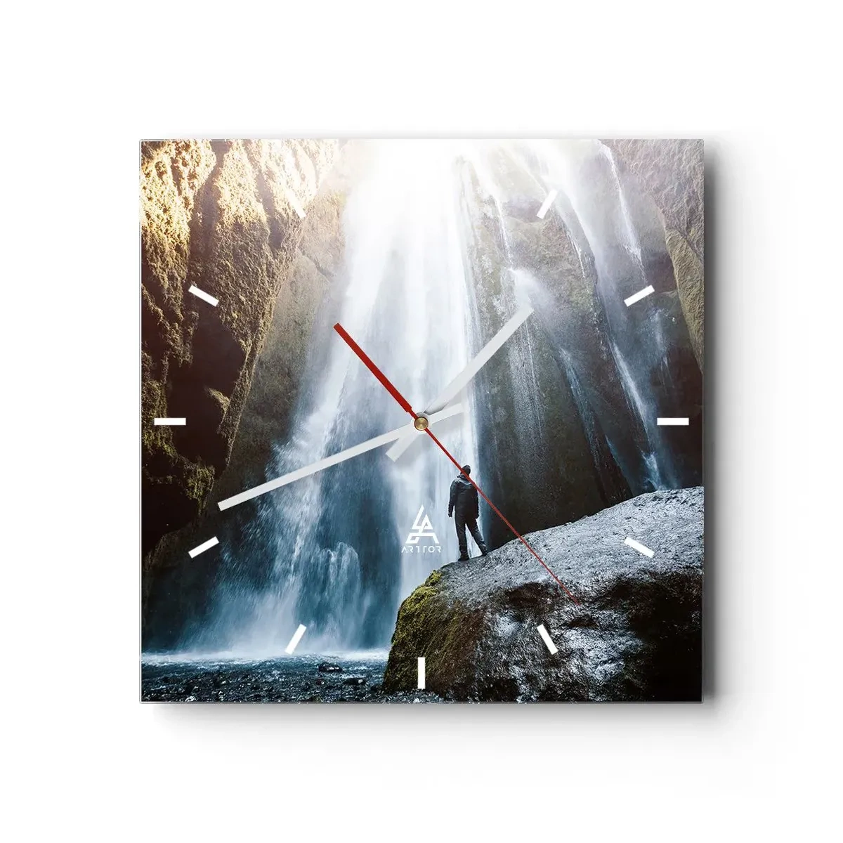 Väggklocka - Klocka på glas - Proportioner återställs - 30x30 cm