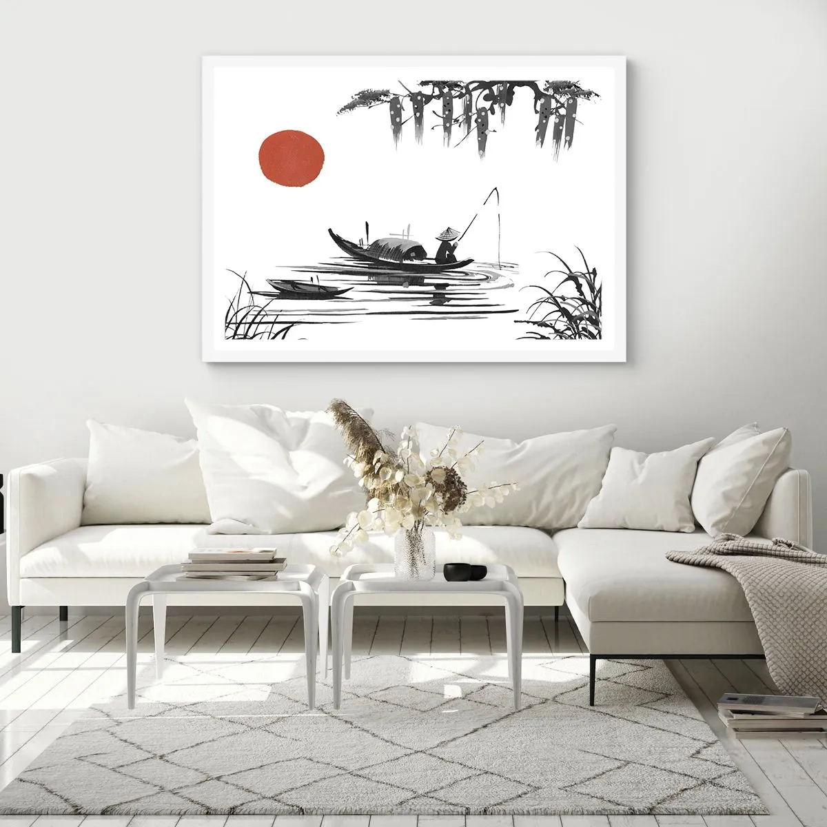 Affisch i vit ram - Asiatisk eftermiddag - 50x40 cm