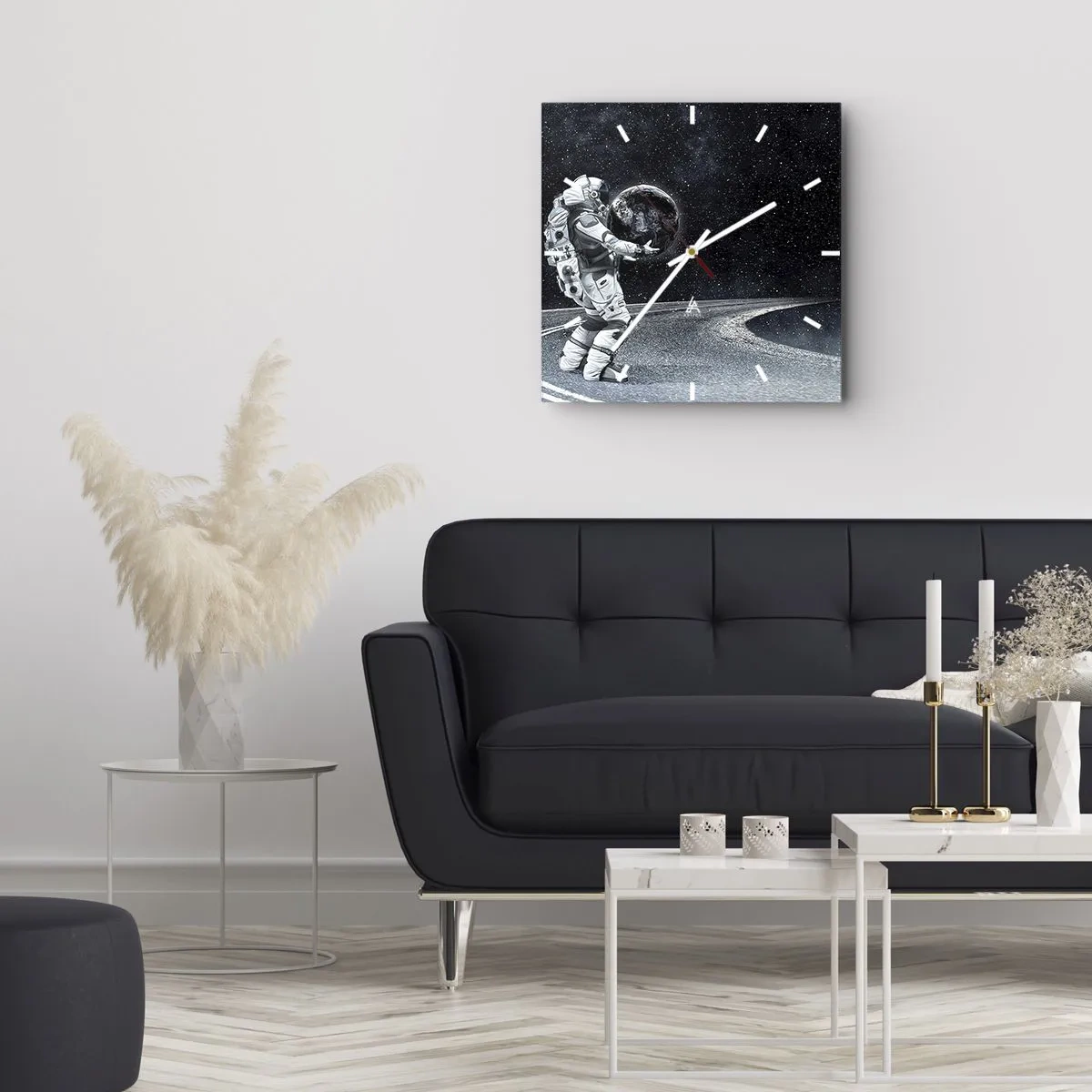 Väggklocka - Klocka på glas - På Vintergatan - 30x30 cm