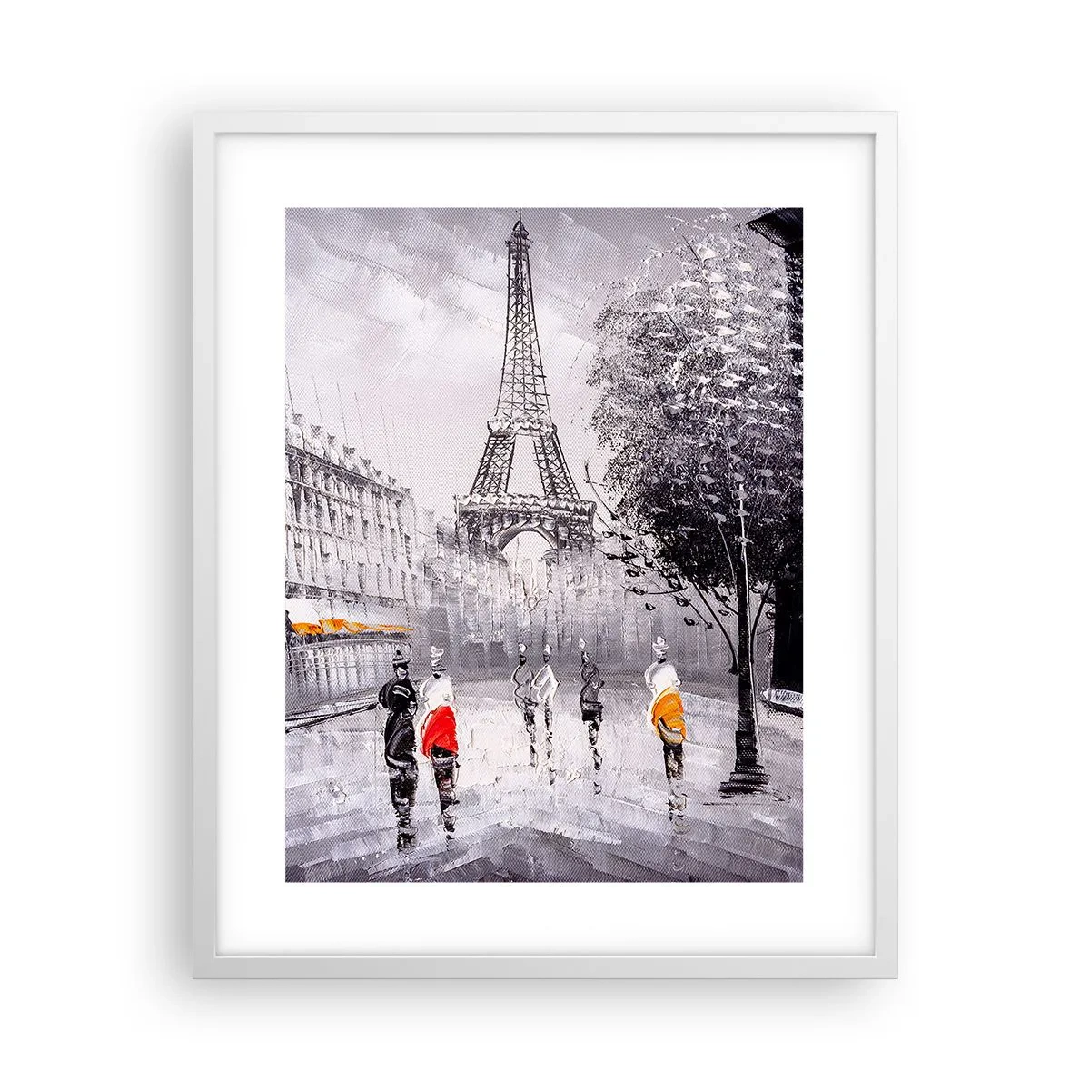 Affisch i vit ram - Promenad i Paris - 40x50 cm