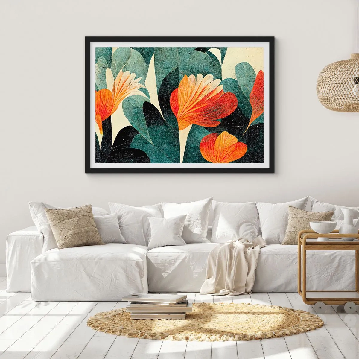 Affisch i svart ram - Värmen i tropikerna och svalkan i grönskan - 70x50 cm