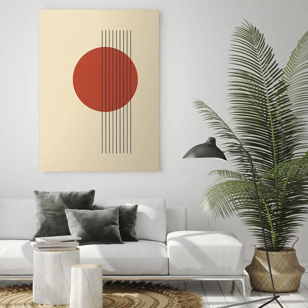 Glastavla - Bild på glas - Cirkel och linjer - 50x70 cm