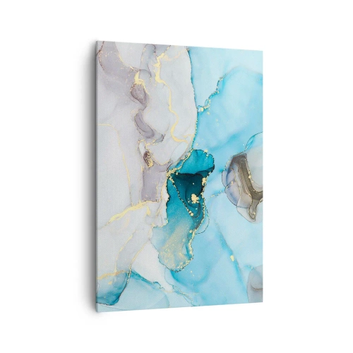 Canvastavla - Bild på duk - Studie över mötet mellan grå och turkos - 70x100 cm