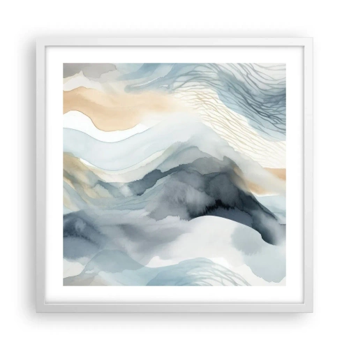 Affisch i vit ram - Snöig och dimmig abstraktion - 50x50 cm