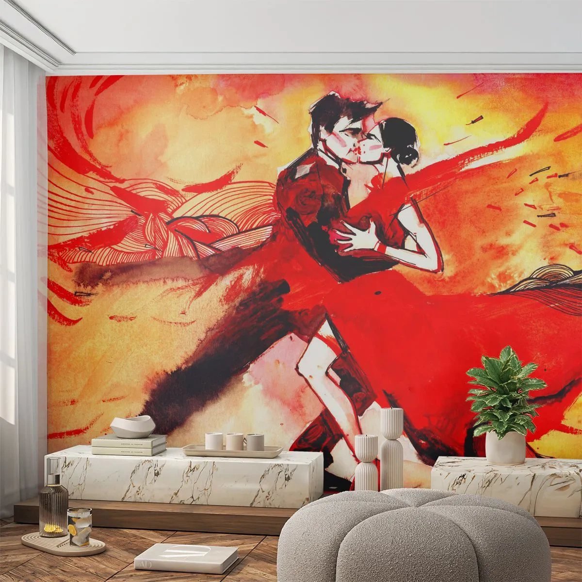 Fototapet Standard Eco - Passionens lila rytm - Abstraktion, Dansa, Tango - 300x210 cm