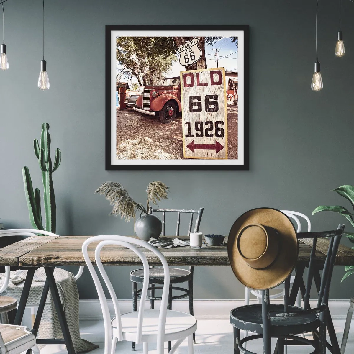 Affisch i svart ram - Amerikanska provinsens legend - 40x40 cm