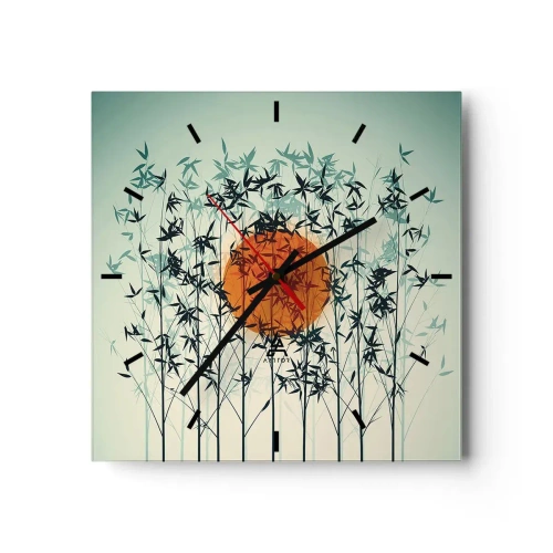 Väggklocka - Klocka på glas - Japansk sol - 30x30 cm