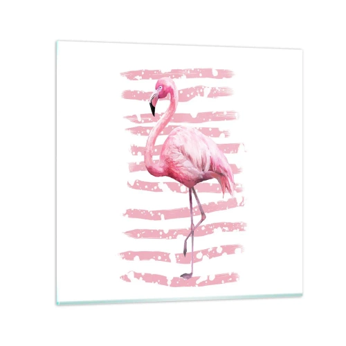 Glastavla - Bild på glas - Med värdighet trots i rosa färg - 70x70 cm