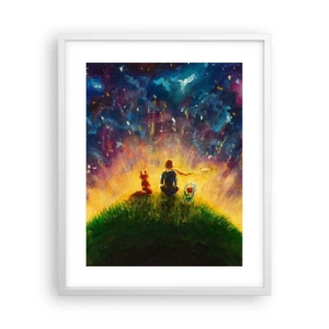 Affisch i vit ram - Kärlek och vänskap - hela världen - 40x50 cm