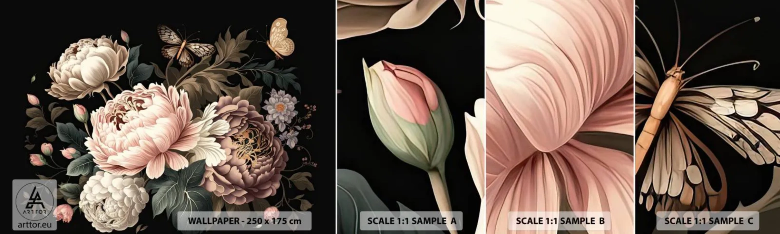 Fototapet Prov Standard Eco - I barockstil - Botanik, Blommor, Shabby Chic - 100x30 cm