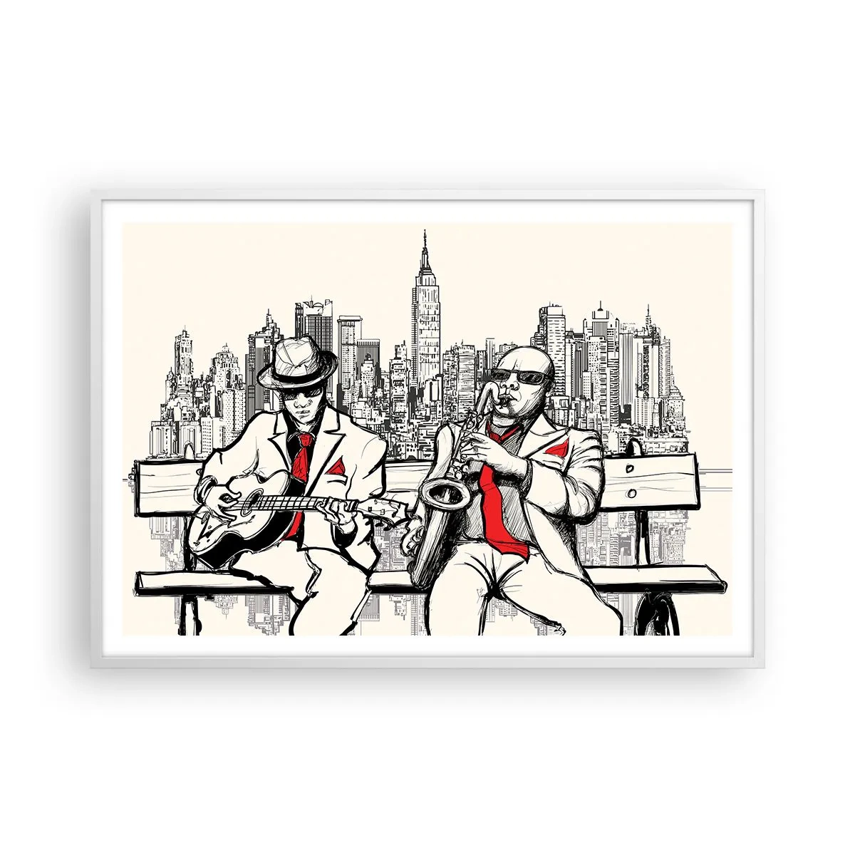 Affisch i vit ram - New Yorks improvisation - 100x70 cm