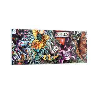 Glastavla - Bild på glas - Tatuerarens dröm - 100x40 cm