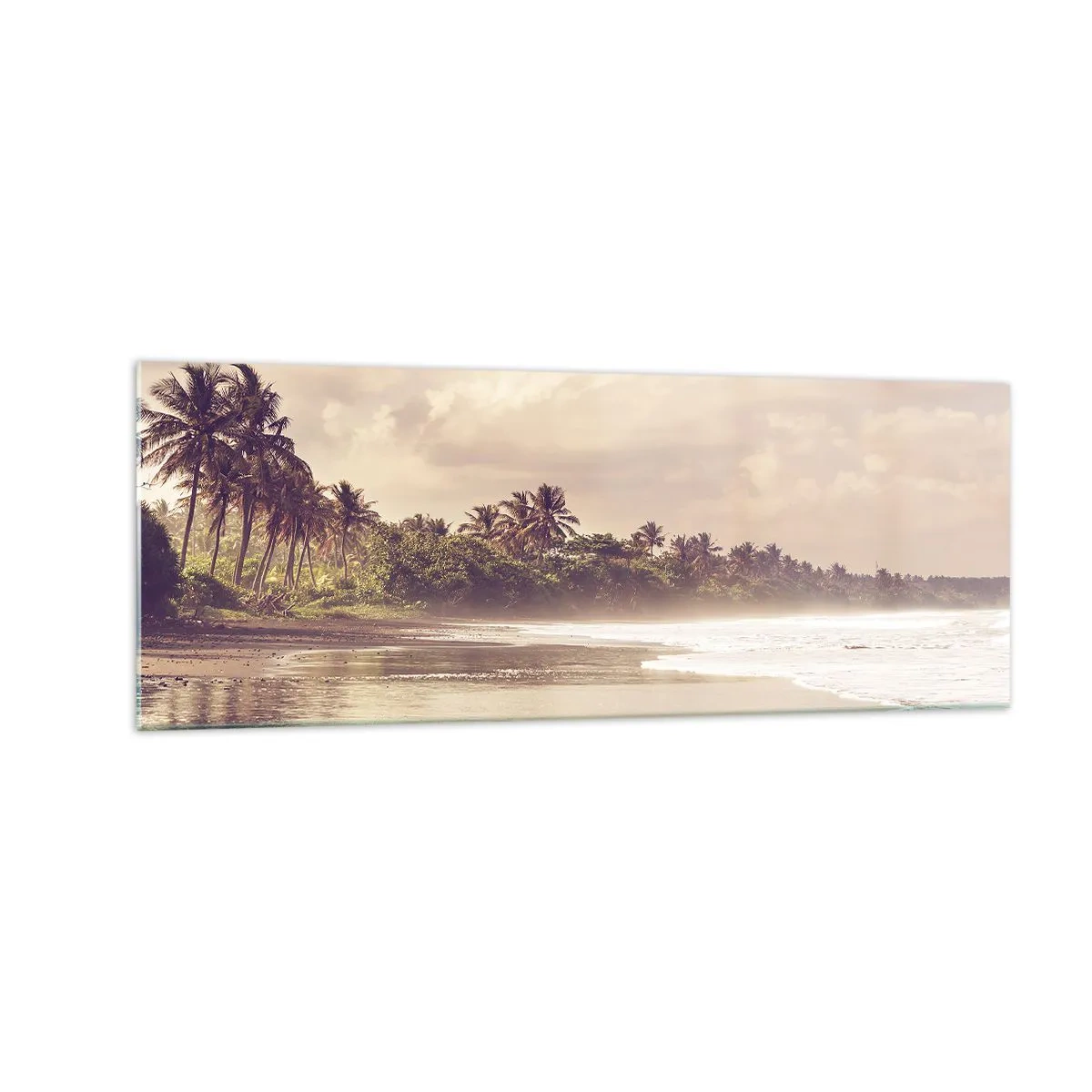 Glastavla - Bild på glas - Vågornas smekning - 140x50 cm