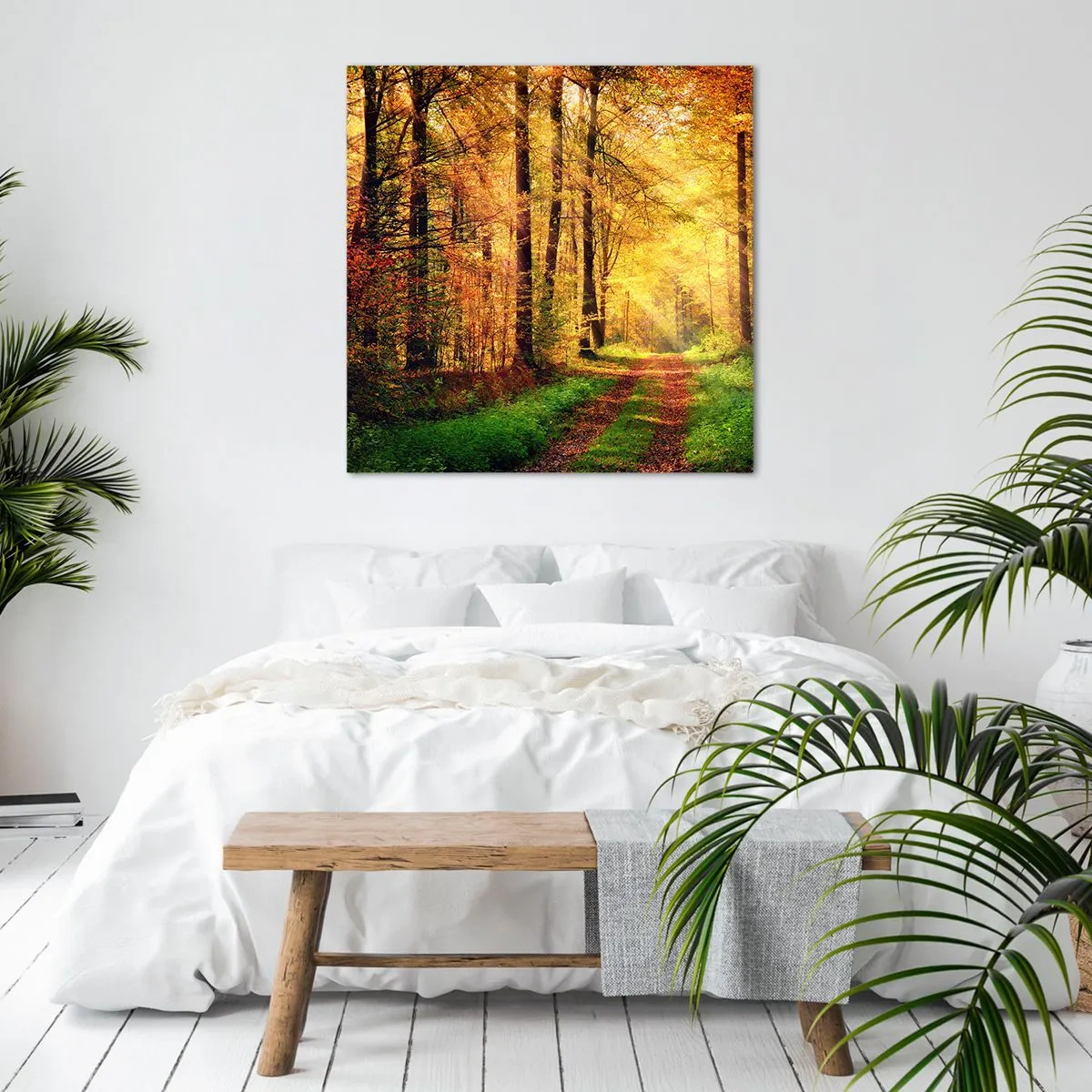 Canvastavla - Bild på duk - Skogsguld tystnad - 40x40 cm
