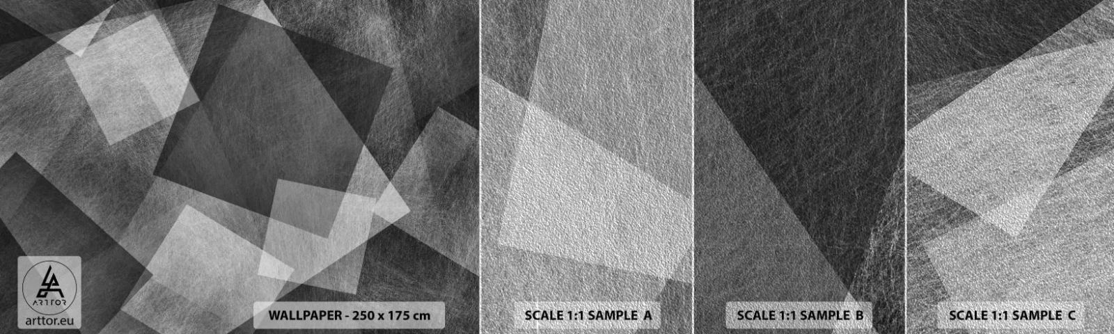 Provbit av fototapet Premium Sand - Den eviga symbolen för hållbarhet och ordning - Abstraktion, Bit, Svartvitt - 100x30 cm