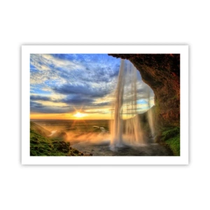 Affisch - Världen bakom ridå av droppar - 70x50 cm