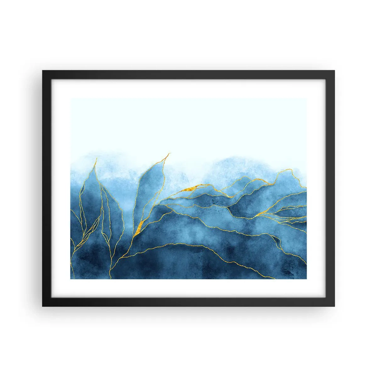 Affisch i svart ram - Blått i guld - 50x40 cm