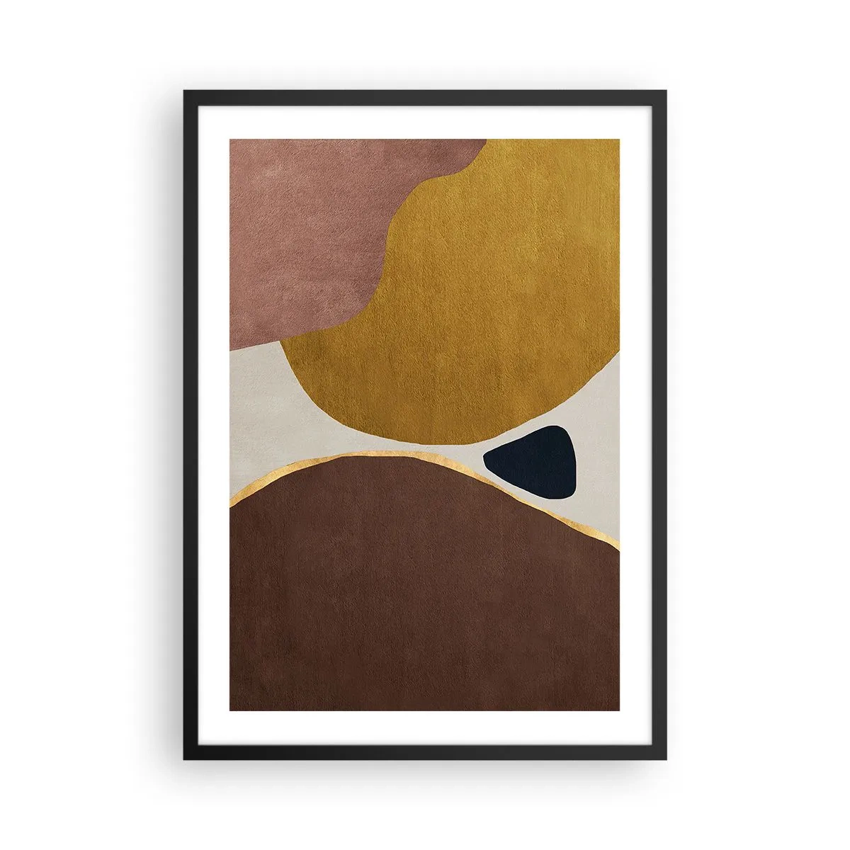 Affisch i svart ram - Abstrakt geometrisk komposition i varma färger - 50x70cm - Abstraktion - en plats i rymden - Modern väggdekoration för vardagsrum och sovrum ARTTOR