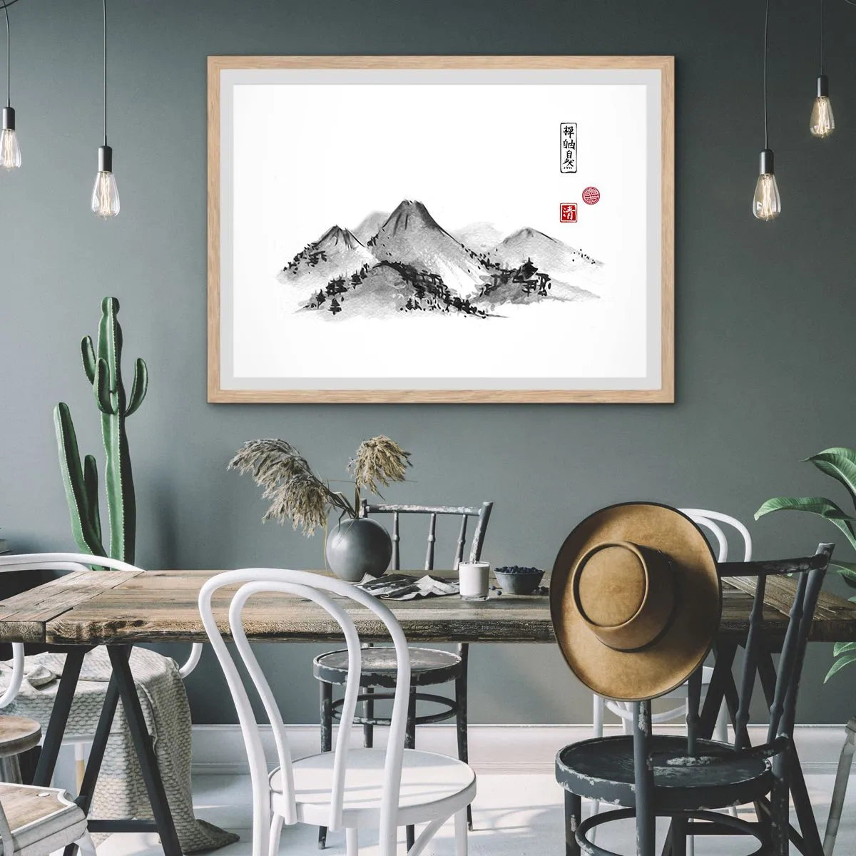 Affisch i ram av ljusek - Bortom fjällen - 70x50 cm