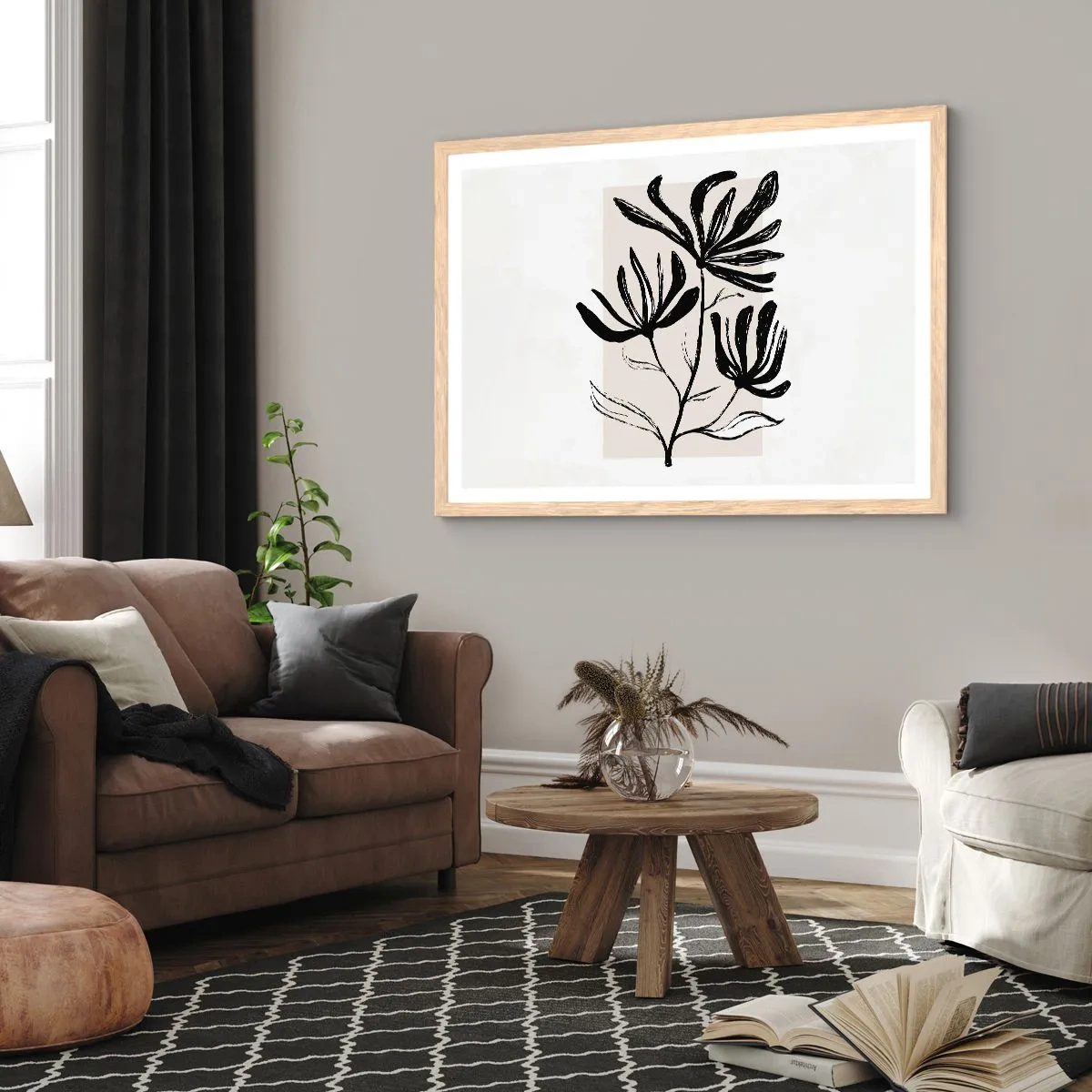 Affisch i ram av ljusek - Skiss för ett herbarium - 70x50 cm