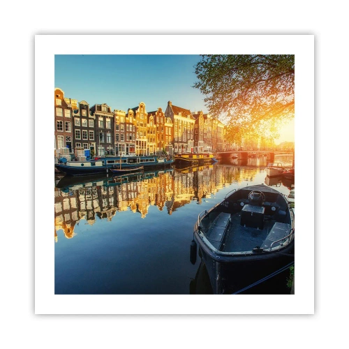 Affisch - En morgon i Amsterdam - 50x50 cm