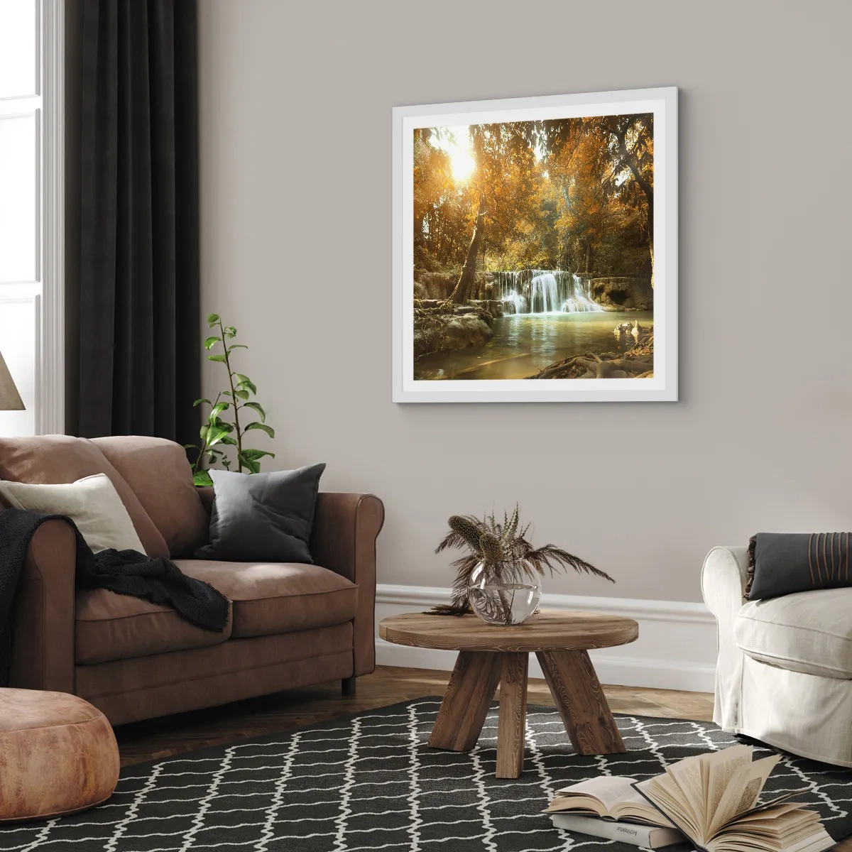 Affisch i vit ram - Parkkaskad - 30x30 cm