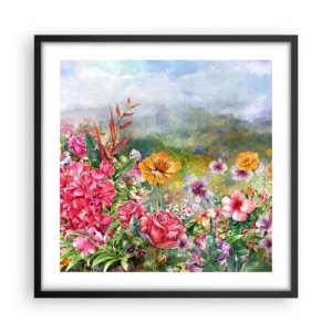 Affisch i svart ram - En trädgård som blivit galen - 50x50 cm