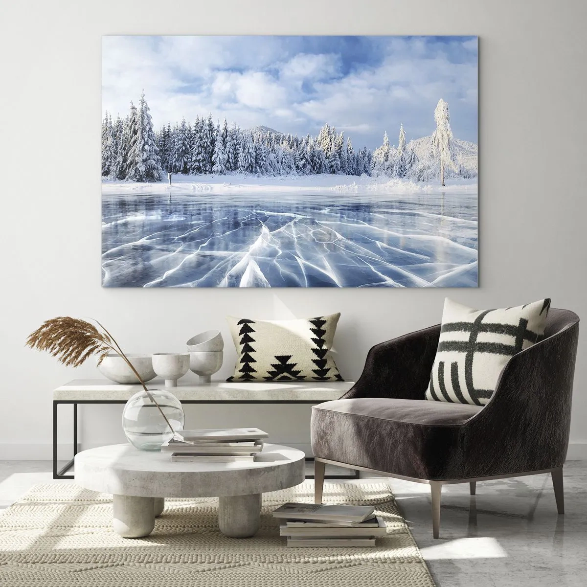 Glastavla - Bild på glas - Bedårande och kristallisk vy - 120x80 cm