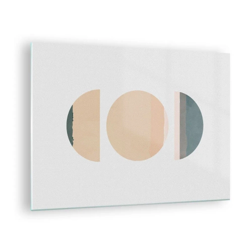 Glastavla - Bild på glas - Minimalistiska geometriska mönster i pastellfärger - 70x50cm - Hjul efter hjul - Modern väggdekoration för vardagsrum och sovrum ARTTOR