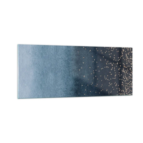 Glastavla - Bild på glas - Komposition – blåa faser - 100x40 cm