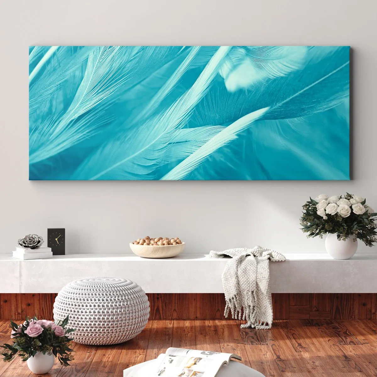 Canvastavla - Bild på duk - Drunkna i dun - 100x40 cm