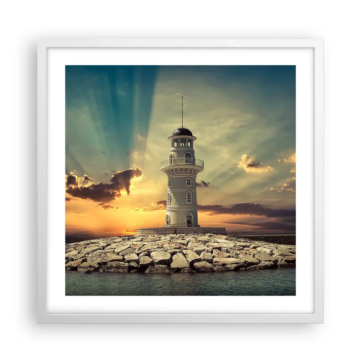 Affisch i vit ram - Ljus - Godhet - Skönhet - 50x50 cm