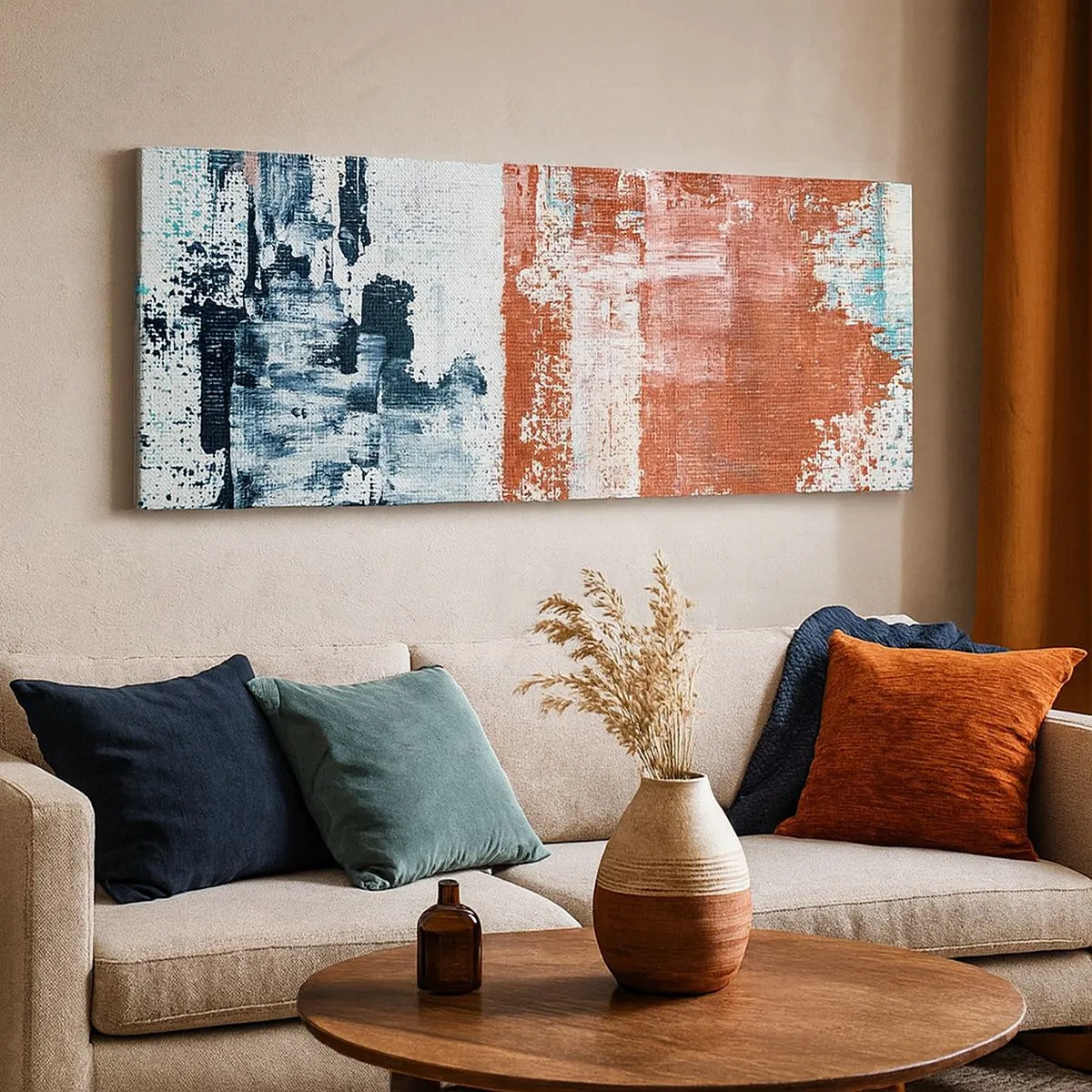 Canvastavla - Bild på duk - Abstrakt halvt om halvt - 100x40 cm