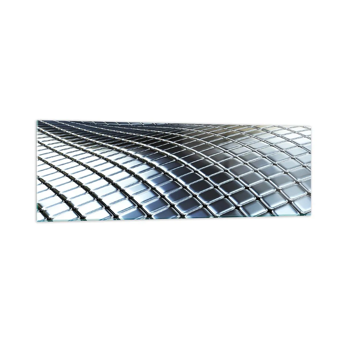 Glastavla - Bild på glas - Metallisk silver våg - 160x50 cm