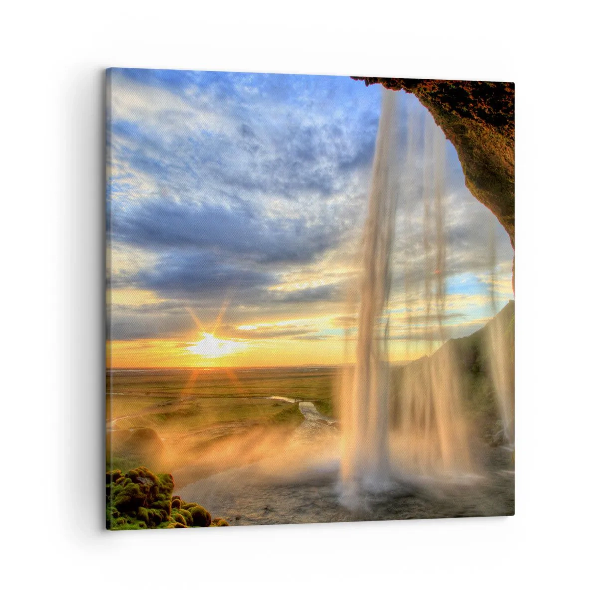 Canvastavla - Bild på duk - Världen bakom ridå av droppar - 50x50 cm