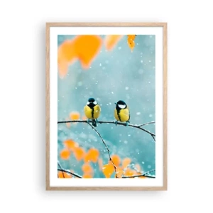 Affisch i ram av ljusek - Fåglarnas skvaller - 50x70 cm