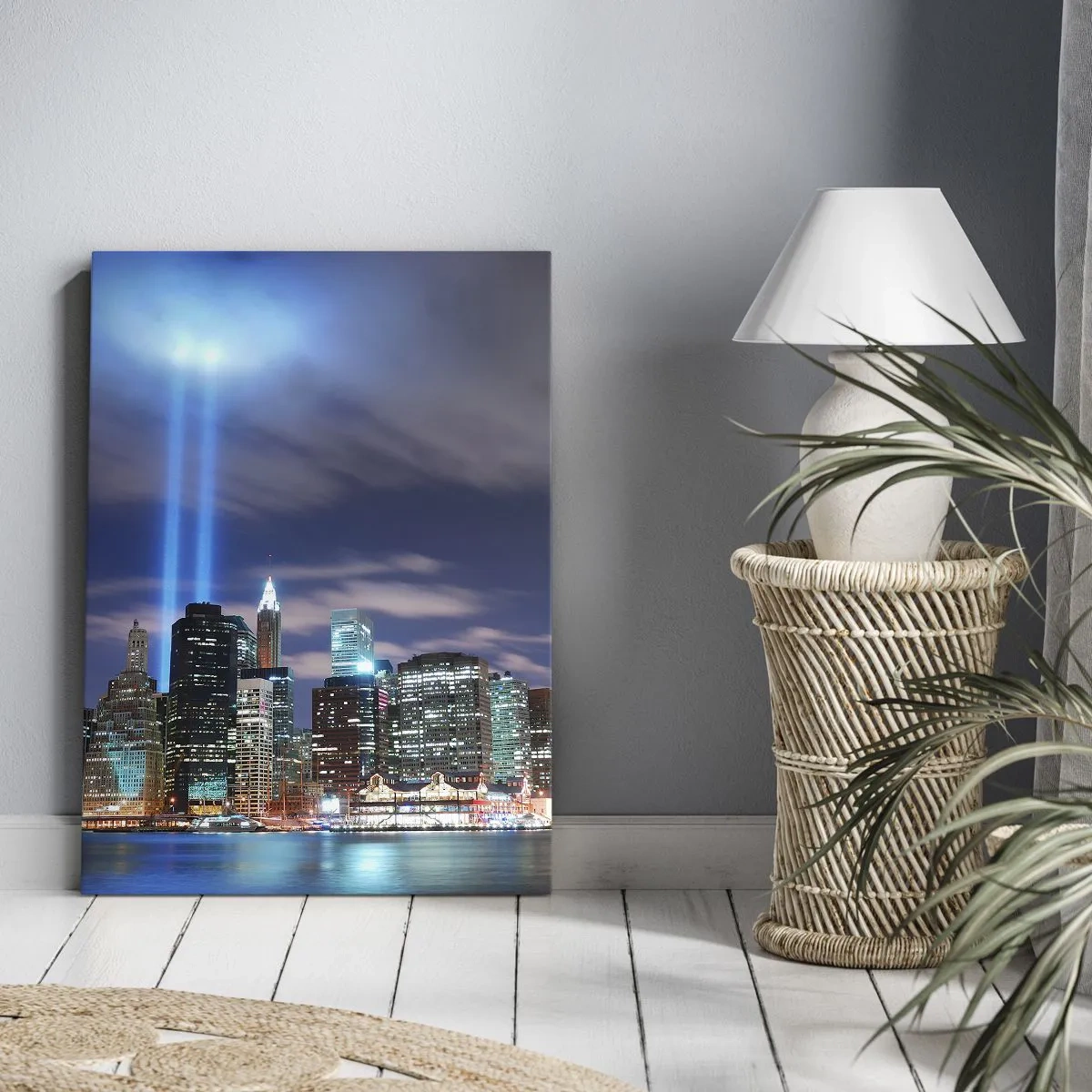 Canvastavla - Bild på duk - Nå himlen med ljuset - 55x100 cm