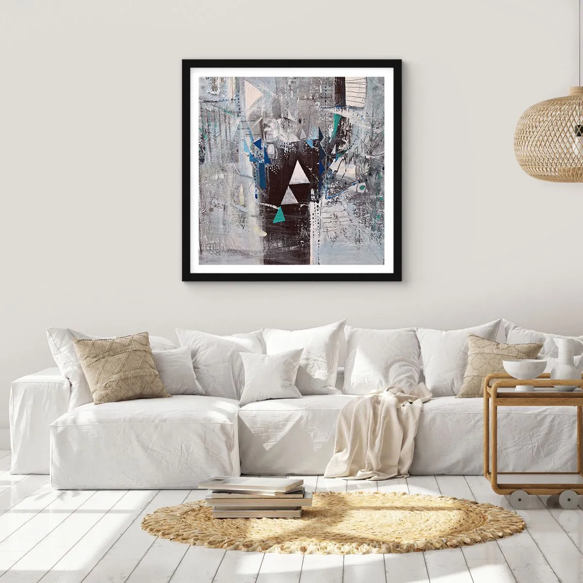 Affisch i svart ram - Trianglarnas överordnade ordning - 60x60 cm