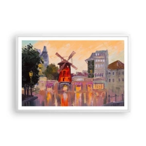 Affisch i vit ram - Ikoner av Paris – Moulin Rouge - 91x61 cm
